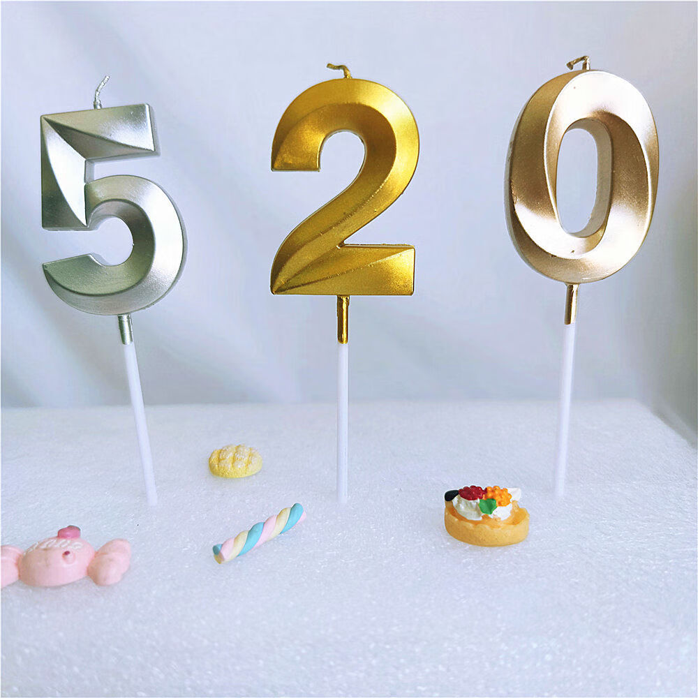2021新款【畅杰家居】数字蜡烛生日蛋糕蜡烛金色爱心糖果蜡烛周岁过寿