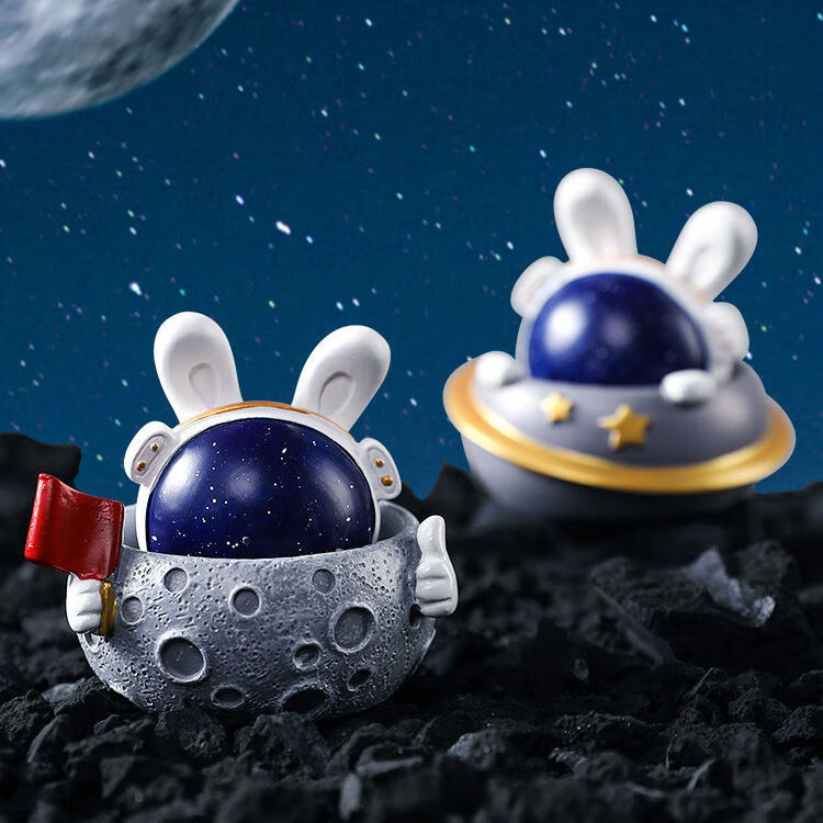 创意宇航员星空兔摆件客厅玄关可爱ins风生日礼物收纳装饰品月球功夫