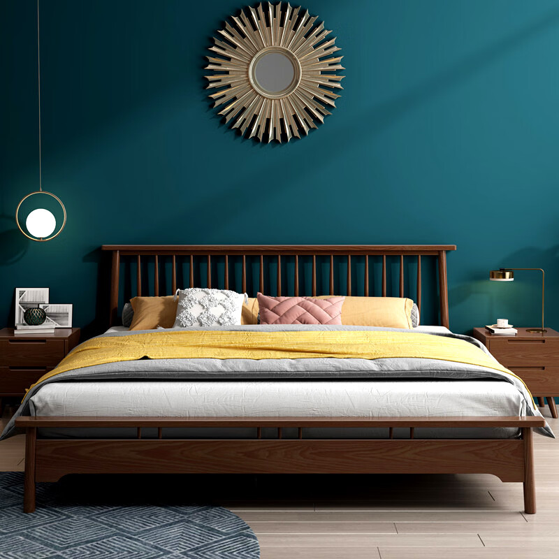 北欧床实木床1.8米双人床主卧现代简约橡木经济型日式