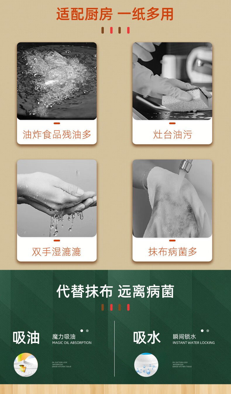 五月花（May Flower）厨房用纸卫生纸擦手纸厨房卷纸吸油纸吸水纸 试用装（3卷360节）