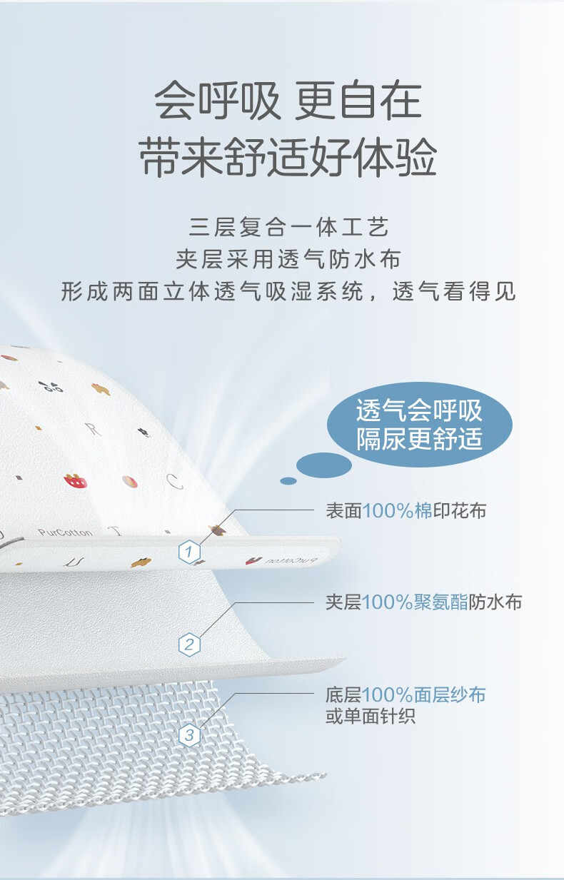 全棉时代 隔尿垫婴儿可洗隔尿垫纯棉新生儿宝宝可洗大号护理垫巾床单1条装 【新品】绵羊咩咩（针织复合） 90X70cm