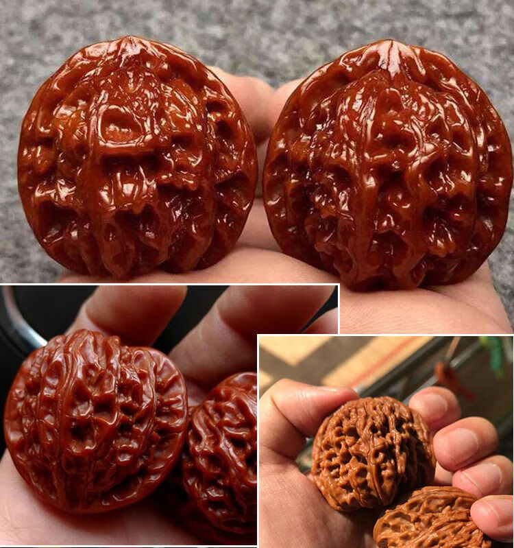精品手把件文玩核桃狮子头虎头官帽 39-40虎头(发一对 工具)