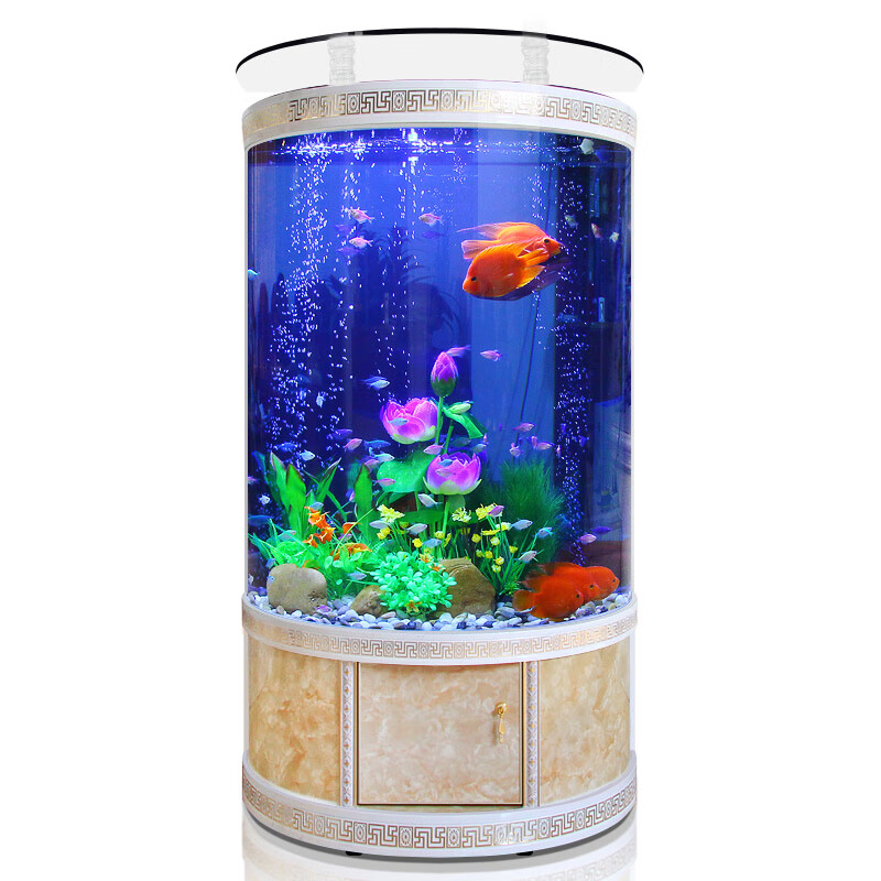 【京东推荐】半圆形鱼缸水族箱立式家用落地客厅玻璃圆柱生态小型大型