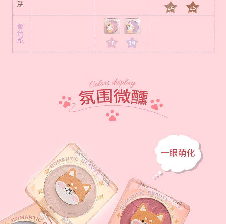 罗小曼（ROMANTIC BEAUTY）腮红卡通狗狗盘腮红哑光质感裸妆自然提亮肤色修容高光送女友礼物 #21春日醒樱