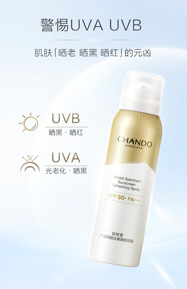 自然堂防晒霜小金伞 高倍隔离妆前防晒乳50+亲肤水润持久防水防汗防光老 亲肤倍呵防晒乳（到手80ml）