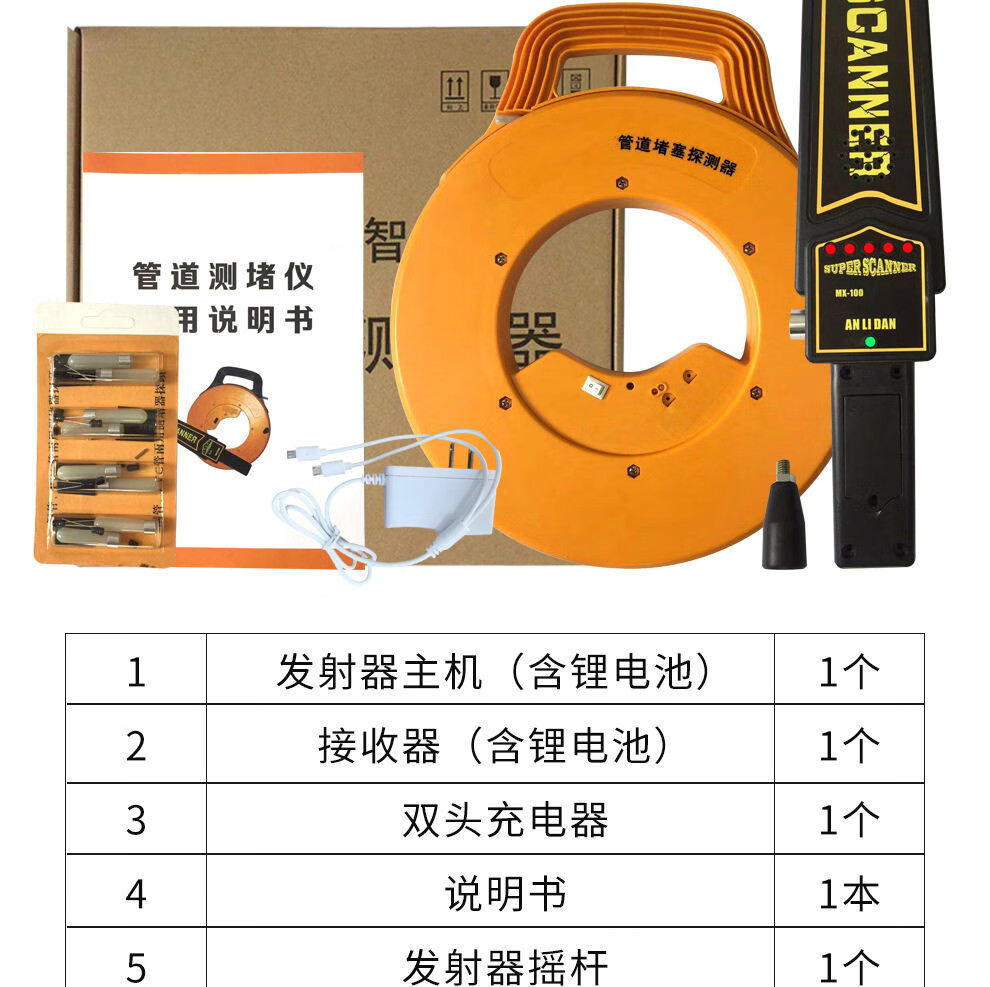 管道测堵仪探头排堵器高精度电工测铁管pvc管线堵塞探测仪墙体 不能