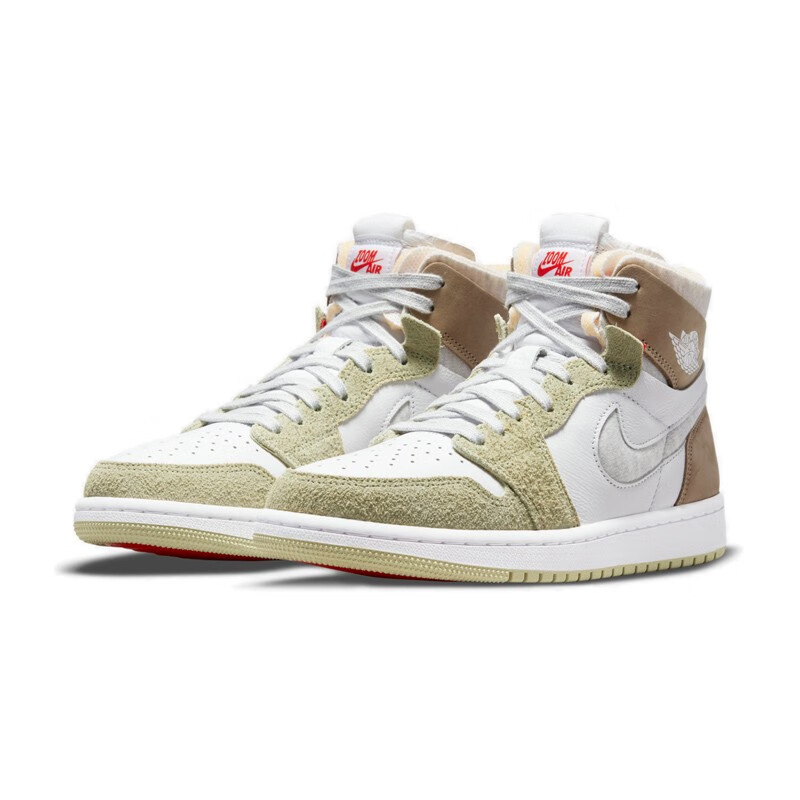 nikeairjordan1zoomcmftaj1中帮白绿棕休闲鞋运动鞋板鞋女鞋ct