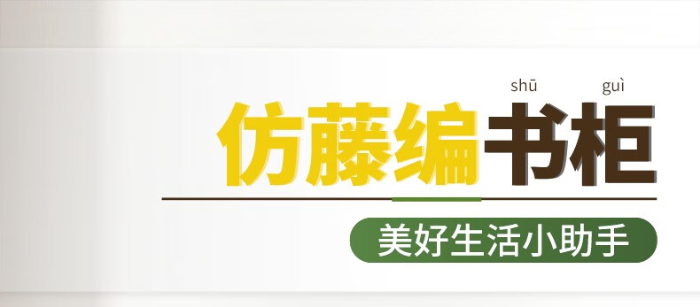 竹艺佳(ZHUYIJIA)书柜子带门楠竹储物柜家用一体靠墙书架翻盖置物柜客厅简易杂物柜 塑藤一层60款