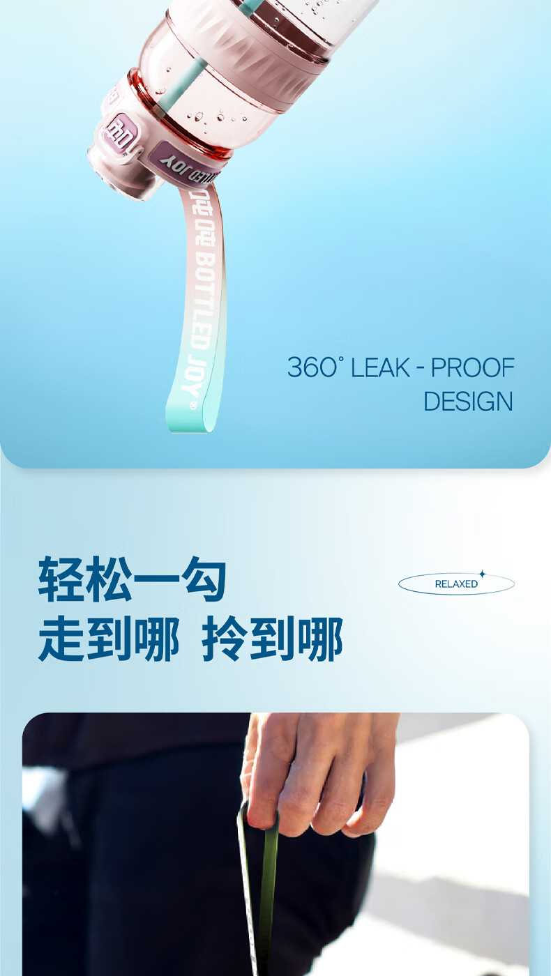 吨吨 BOTTLED JOY运动水壶渐变畅吨吨桶大容量水杯女健身顿顿桶随手杯 渐变畅吨吨550ml【粉蓝云海】