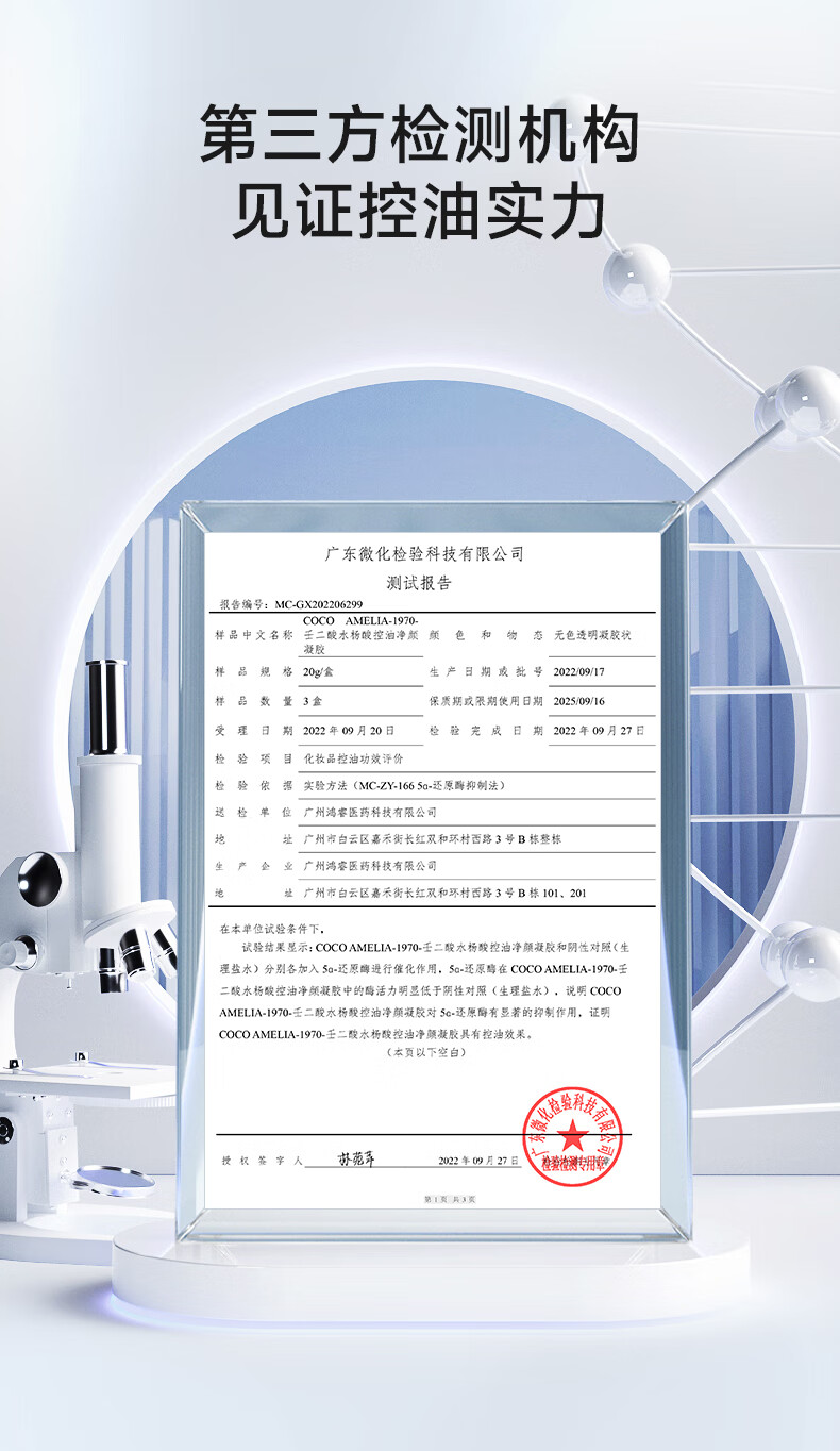 COCOAMELIA1970CCA壬二酸凝胶祛痘黑头粉刺淡化痘印祛痘膏收缩毛孔男女20g CCA壬二酸凝胶