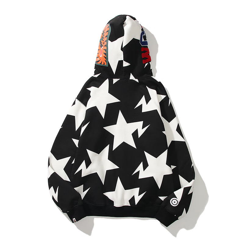 abathingbape潮牌秋冬新款连帽外套鲨鱼闪电星星印花男女青年休闲连帽
