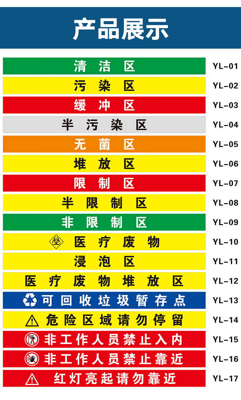 限制区非限制区污染区污染通道 小心地滑 分区标识清洁区缓冲区医疗