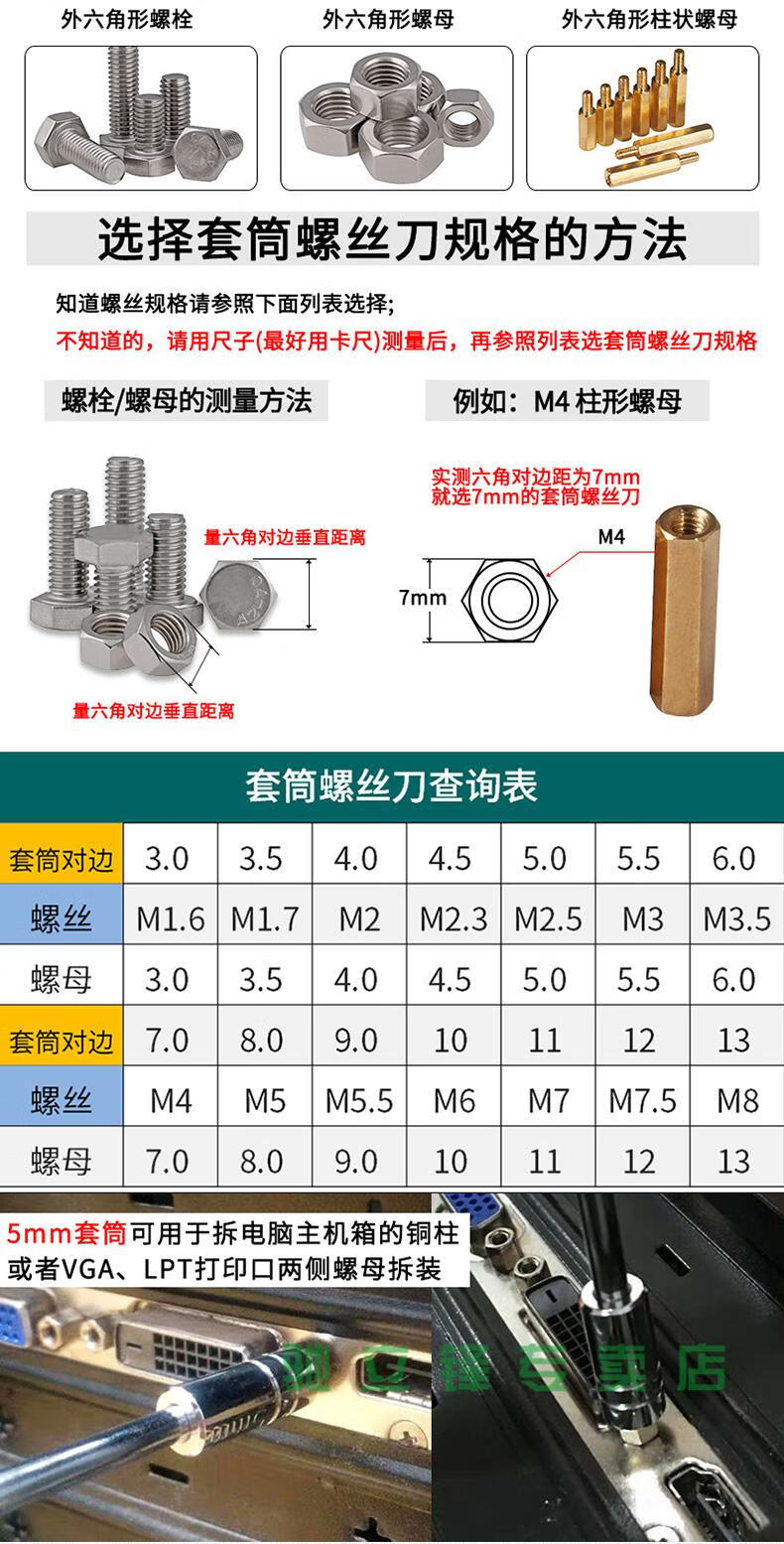 5 6 7 8 10 5mm电脑机箱主板铜柱滤芯改锥扳手 适用12mm螺母m7.