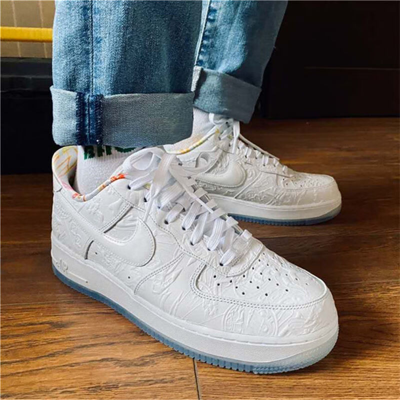 带气垫 air force 1 af1 新款空军一号反光冰蓝解构白