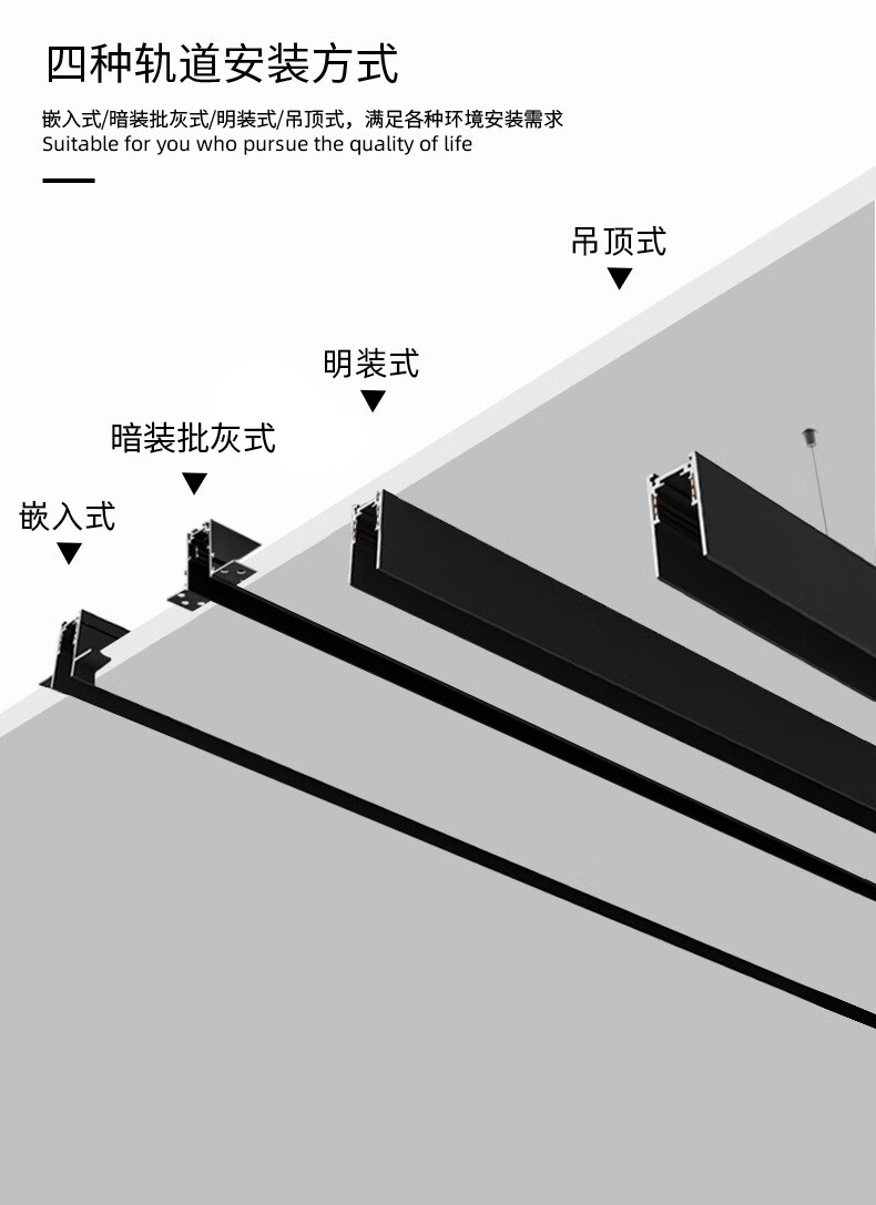 盛毅 磁吸轨道灯 嵌入式 led磁吸灯 家用智能无主灯照明方案 无边框