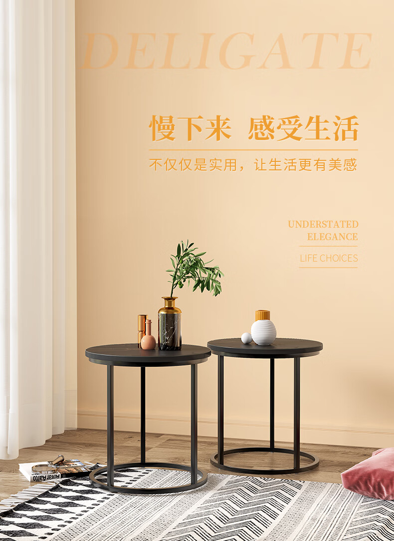 天坛家具 小茶几 北欧简约小户型客厅现代轻奢小圆桌小圆几 圆茶几