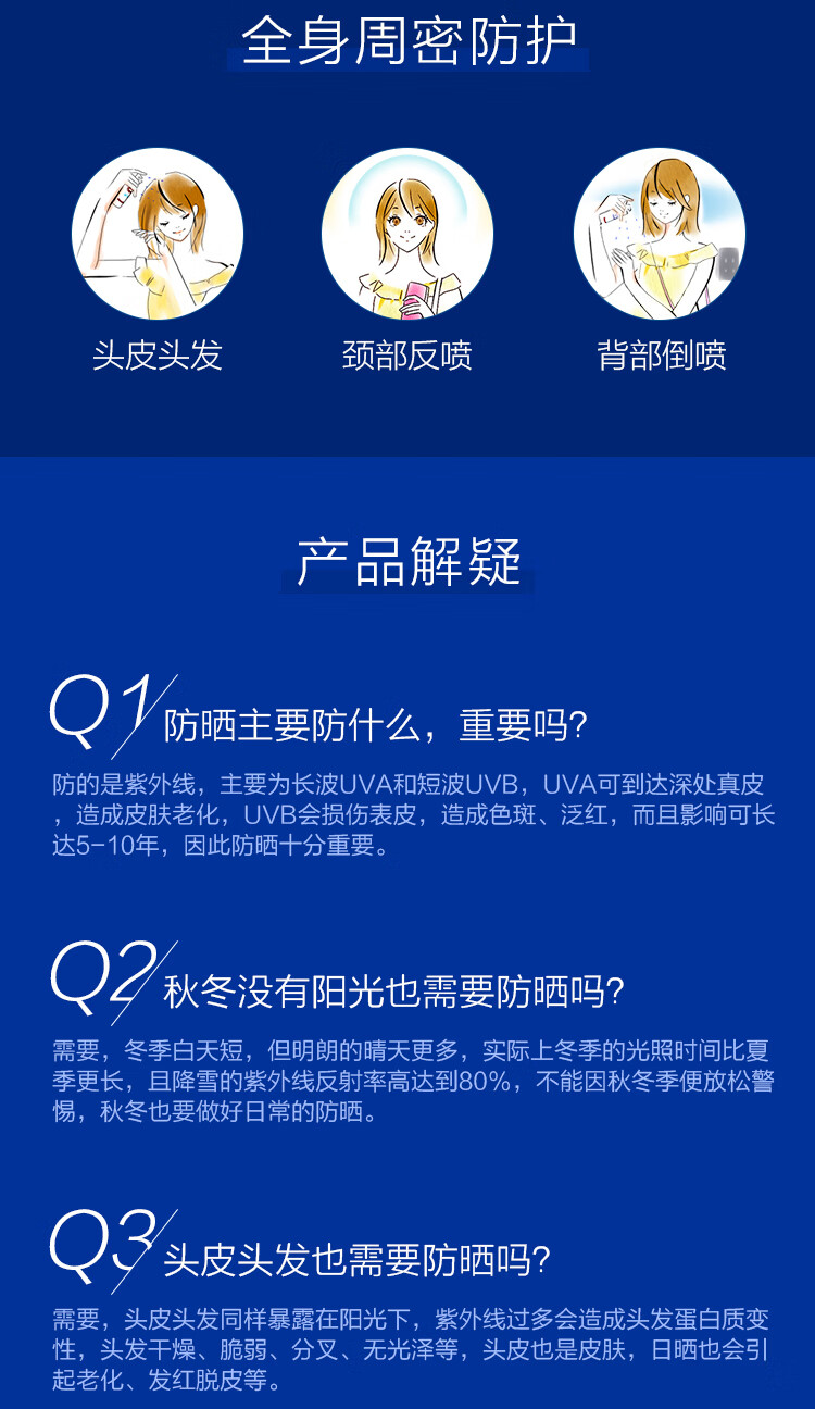 高丝（kose）防晒霜喷雾乳隔离紫外线 防晒透明喷雾（无香型）90g