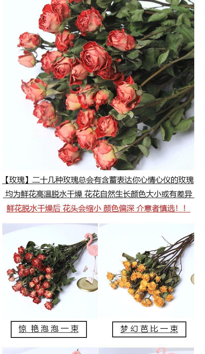 爱满 多头玫瑰干花蔷薇浪漫泡泡小清新干花束ins北欧风家居装饰diy