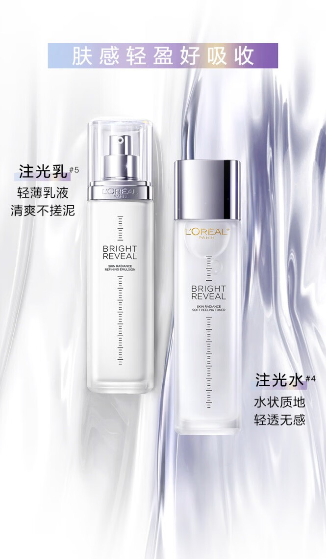 欧莱雅（L'OREAL）注光水乳套装护肤品注白瓶女士化妆水保湿提亮烟酰胺母亲节礼物 注光水130ml+乳110ml（星品）