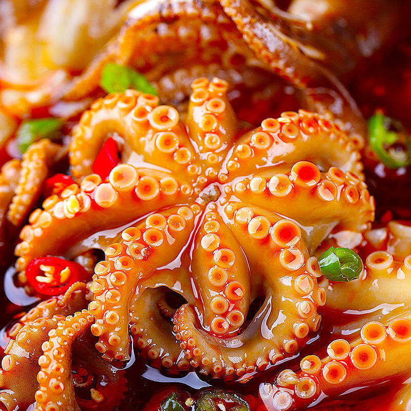 惊喜好货麻辣八爪鱼爆头麻辣小海鲜熟食即食鲍鱼网红零食海鲜罐头海螺