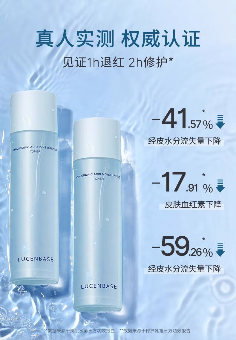 透真（LUCENBASE） 玻尿酸美肌水爽肤水女男补水保湿化妆干油皮清爽收缩毛孔护肤 美肌水120ml