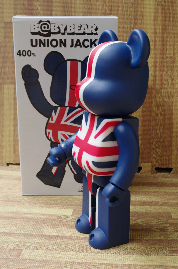 潮玩陈冠希bearbrick 暴力熊积木熊英国米字旗公仔摆件模型400 红色