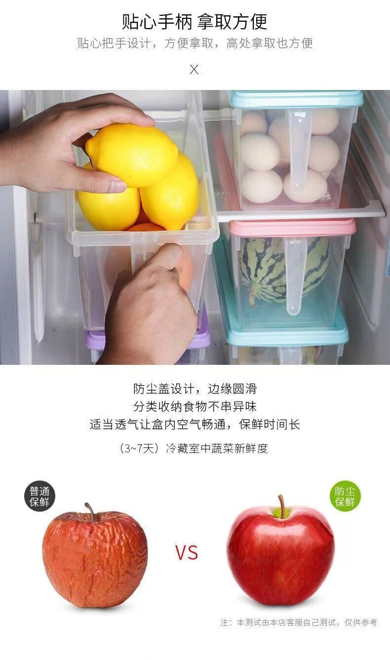 话语冰箱收纳盒蔬菜水果鸡美妆工具冷冻透明保鲜盒塑料密封储物盒 【两个】颜色随机