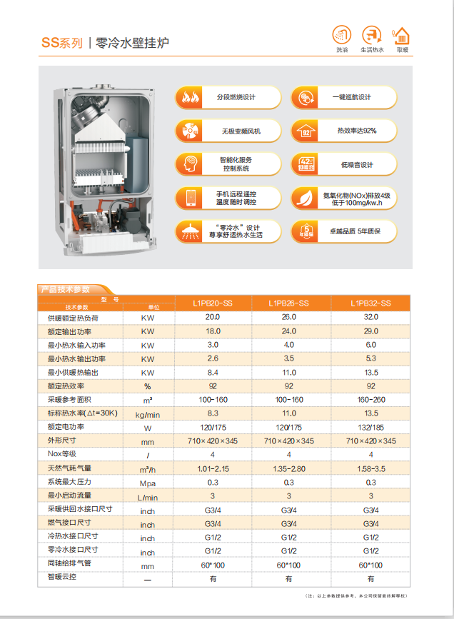 博诺安(boroa)家用燃气壁挂炉地暖锅炉采暖洗浴两用零冷水壁挂炉ss