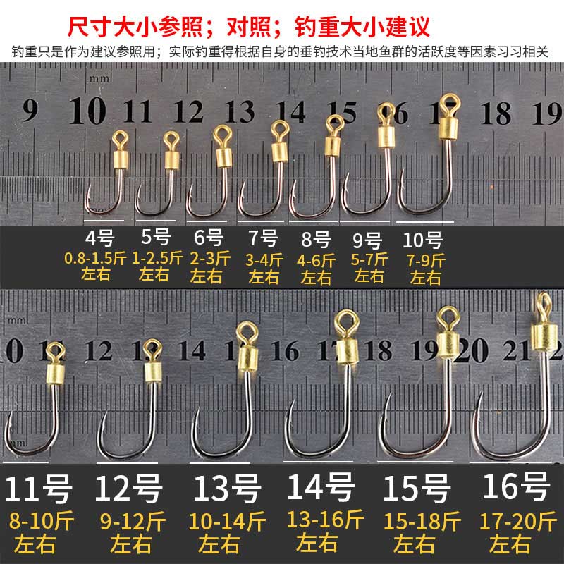 转环鱼钩6伊势尼3旋转4四5鱼勾12 15 16带孔8 10五13 14号7钓鱼钩*3