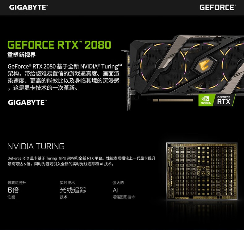 技嘉(gigabyte)rtx2080/super 8g游戏显卡电脑组装机吃鸡游戏独立显卡