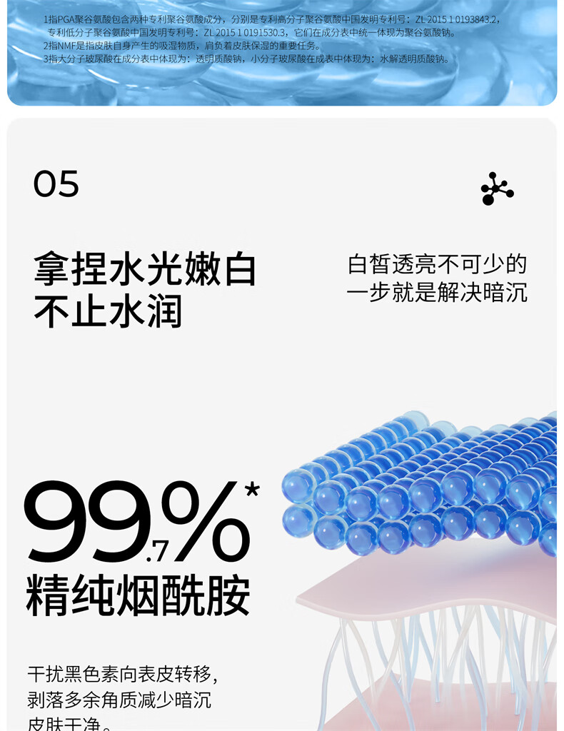 颐莲（RELLET）聚谷氨酸水光肌次抛精华液 提亮肤色玻尿酸保湿 30支礼盒装