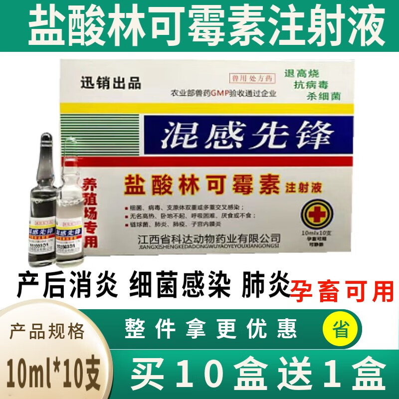 迅销盐酸林可霉素注射液兽用猪牛羊药犬猫狗母猪产后消炎细菌感染肺炎