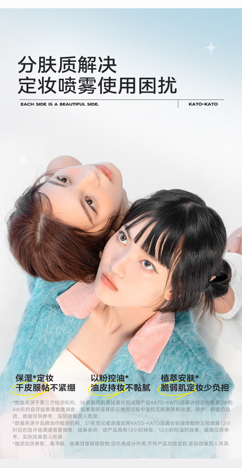 KATO-KATO定妆喷雾持久定妆保湿补水控油不易脱妆晕染 液体面纱喷雾100ml(敏感肌优选)