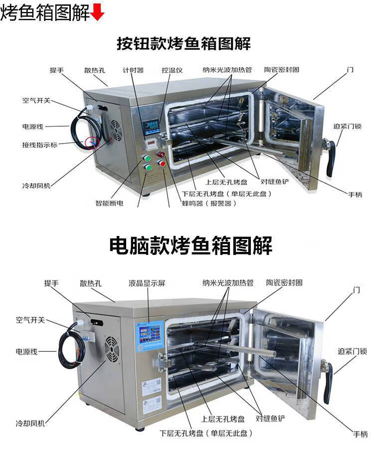 烤鱼箱商用智能不锈钢电烤鱼箱电烤鱼箱烤鱼连锁店专用烤箱220v电脑版