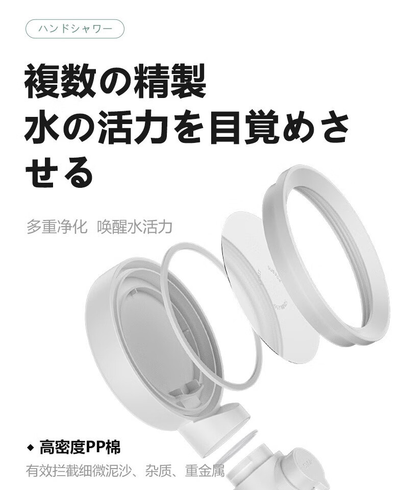 7，君禦日式增壓過濾花灑大玉磐噴頭軟水淋雨開關可調水壓美膚全套蓮蓬頭 大玉磐雨幕花灑+粘貼可調底座