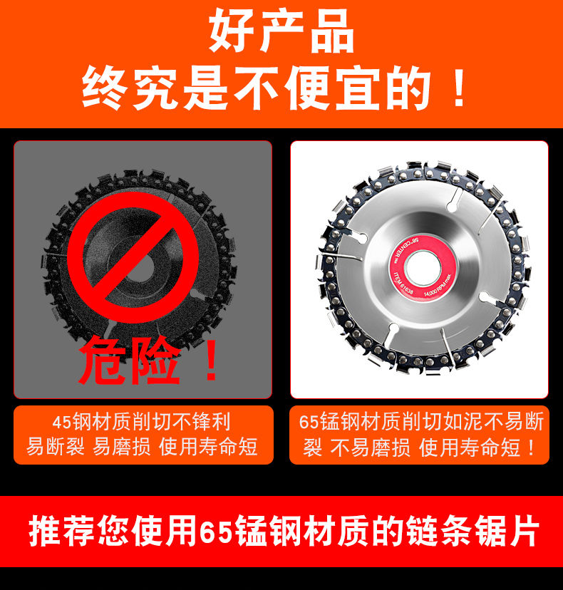 角磨机链条锯盘木工用切割片4寸100通用电链锯链盘锯盘切割机锯片4寸