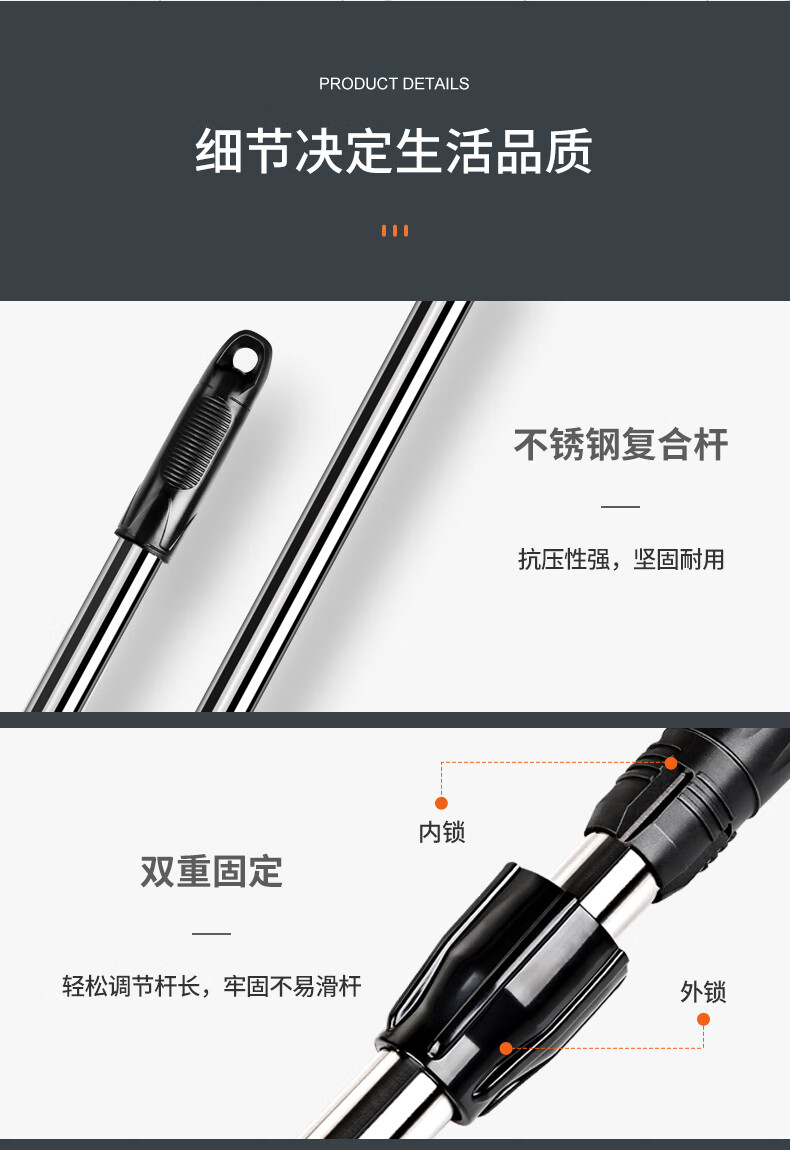 美丽雅夹布拖把 家用木地板拖把大拖头墩布干湿两用旋转平板拖 亲亲系列【共4张配布+刮刀】