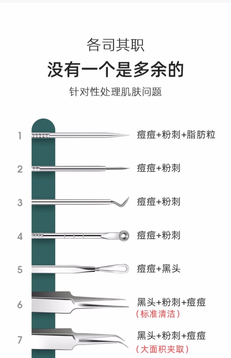 初觅 粉刺针套装细胞夹黑头针粉刺夹挤痘痘工具黑头夹暗疮针祛痘美容针挑痘挤痘针