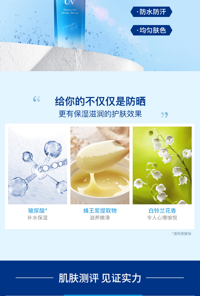 碧柔（Biore）花王碧柔水活防晒优护水凝露学生军训隔离面部防晒霜SPF50+PA+++ 90ml*2支
