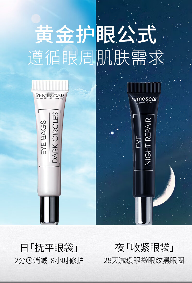 REMESCAR唯美思佳淡化眼袋眼霜消减疲劳淡减浮肿克星提拉紧致 淡化眼圈眼袋眼霜8ml