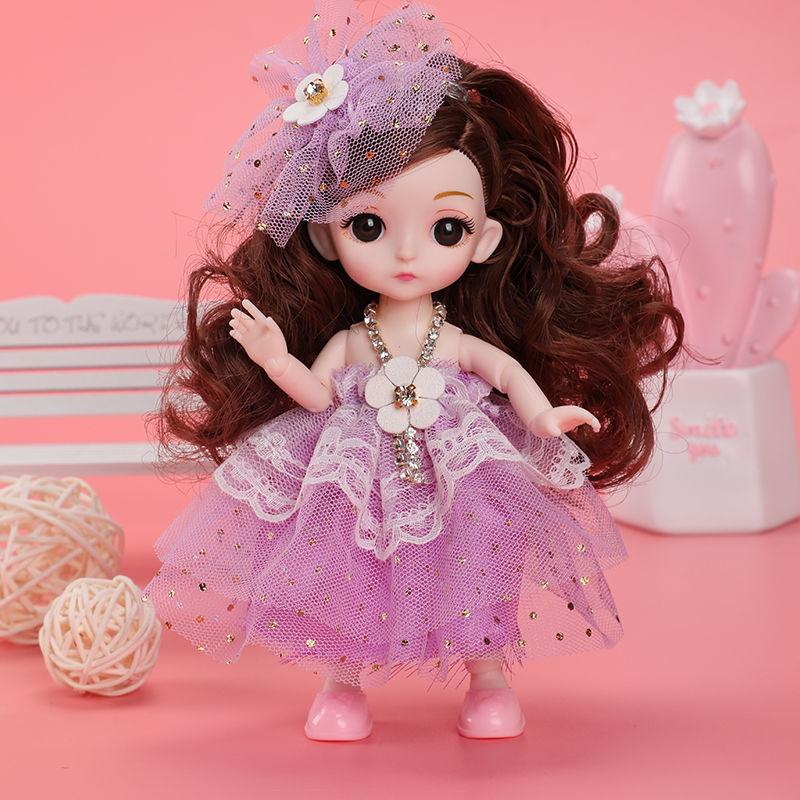 17厘米洋芭比娃娃套装小女孩儿童公主宝宝可爱玩具偶衣服布橙橙公主款