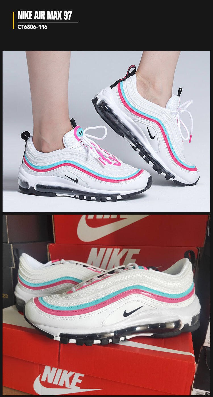 airmax97南海岸串标银联名3m反光运动鞋男女全掌气垫跑步鞋 全白 37