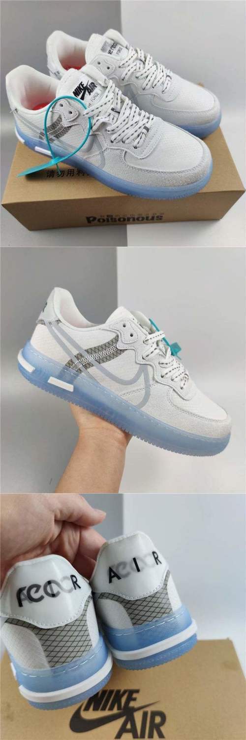 air 1 react qs af1骨白冰蓝3m反光空军一号板鞋男女鞋aj骨白冰蓝 骨