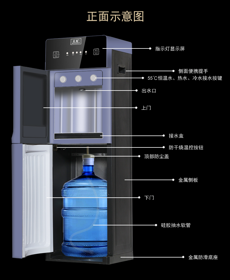 美腾家电无胆3-5秒速热69268高端下置式饮水机家用立式 69268蓝色 温