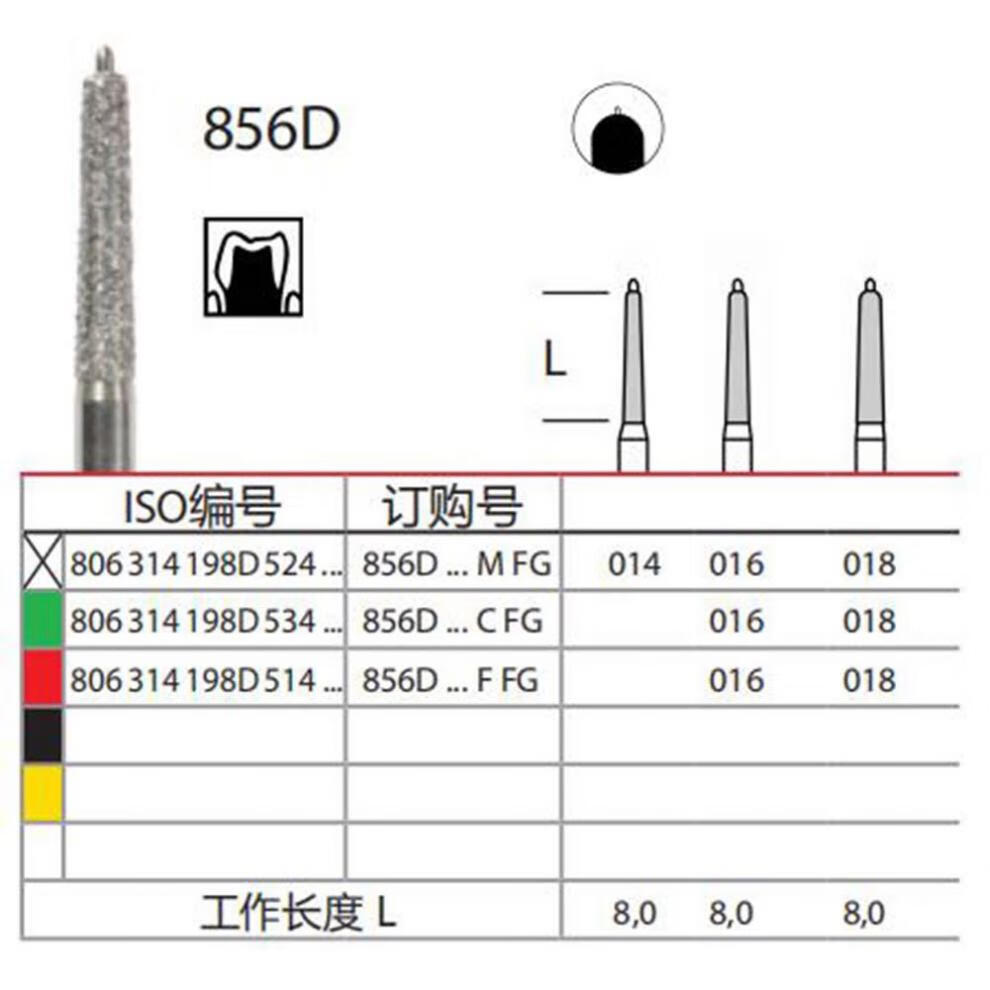 德国奥一金刚砂备牙车针导向安全车针肩台预备全冠前后备套装881d014