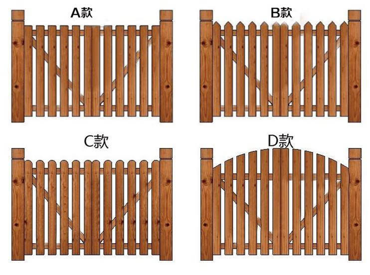 户外带门庭院木栅栏门花园双开木门木头围栏门篱笆门实木碳化栅栏门