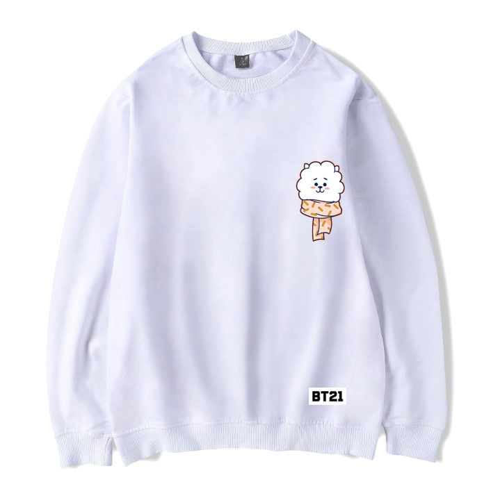 韩版bt21防弹少年周边圆领卫衣卡通q版cookychimmy同款套头上衣粉红色