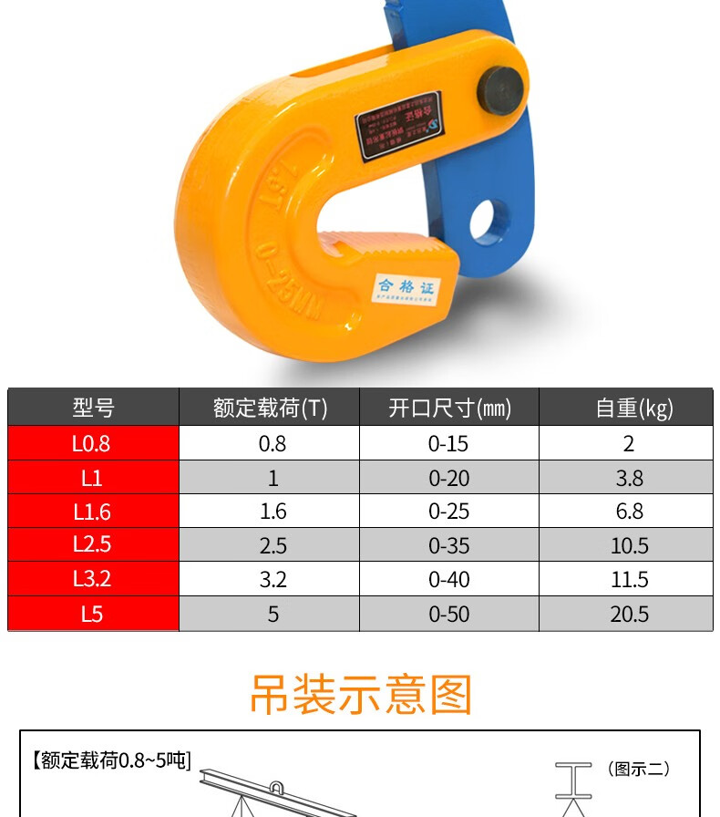 钢板吊钳 钢板夹子吊钳 钢板吊具 l型模锻横吊起重钳