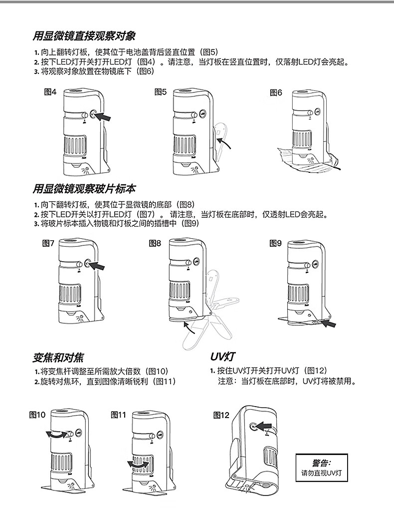 美国卡森carson手持便携显微镜100250倍高倍高清科教观察科学实验儿童