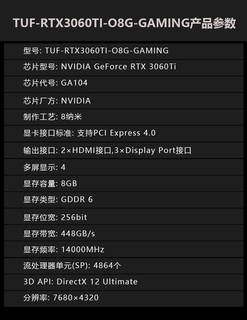 华硕(asus)tuf/dual rtx3060ti o8g锁算力 电源 台式